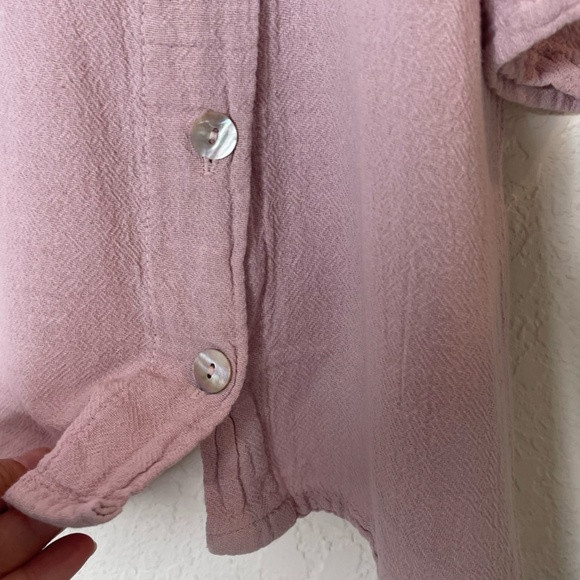 OH MY GAUZE! Long Sleeve Tunic Top Boho Lagenlook One Size Pink Cotton Gauzy - Picture 5 of 11
